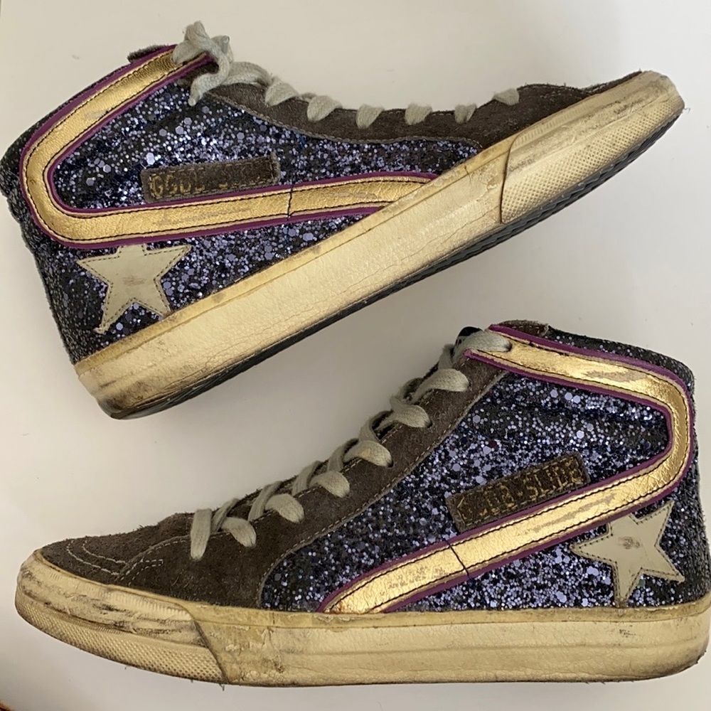 Midnight Blue glitter and suede Golden Goose